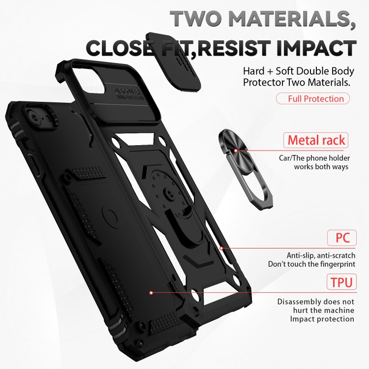 For iPhone SE 2022 / SE 2020 / 8 / 7 / 6 Sliding Camshield Holder Phone Case(Black) For iPhone SE 2022 / SE 2020 / 8 / 7 / 6 Sliding Camshield Holder Phone Case(Black)