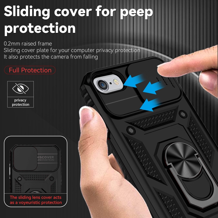 For iPhone SE 2022 / SE 2020 / 8 / 7 / 6 Sliding Camshield Holder Phone Case(Black) For iPhone SE 2022 / SE 2020 / 8 / 7 / 6 Sliding Camshield Holder Phone Case(Black)