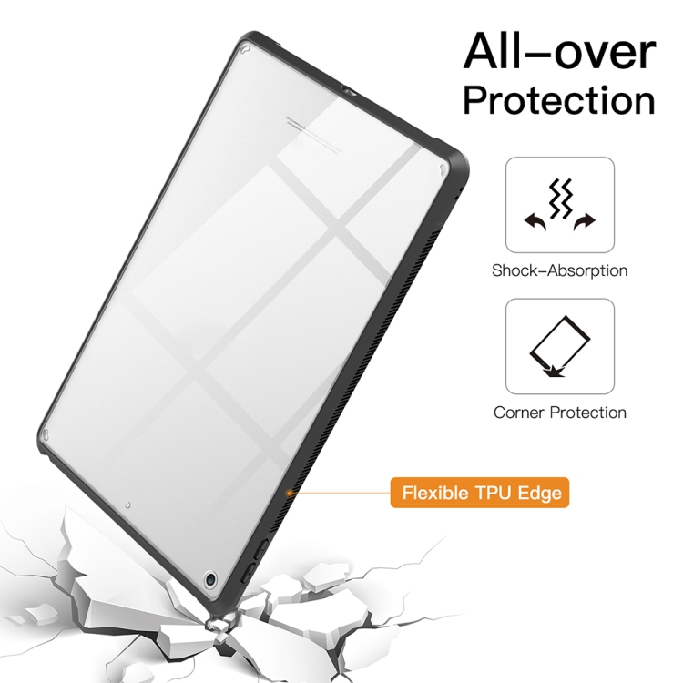 For iPad 10.2 inch 2021 / 2019 PC+TPU Transparent Shockproof Tablet Case(Black)