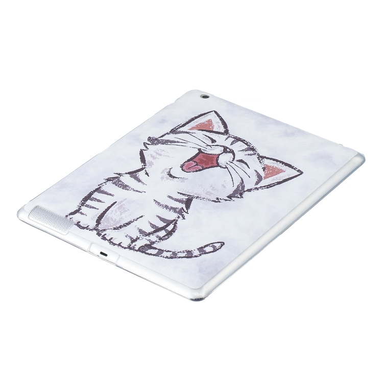 For iPad 2 / 3 / 4 Colored Drawing Pattern TPU Case(Red Mouth Cat) For iPad 2 / 3 / 4 Colored Drawing Pattern TPU Case(Red Mouth Cat)