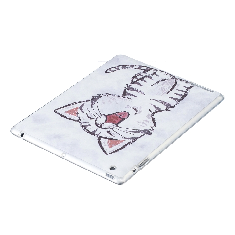For iPad 2 / 3 / 4 Colored Drawing Pattern TPU Case(Red Mouth Cat) For iPad 2 / 3 / 4 Colored Drawing Pattern TPU Case(Red Mouth Cat)