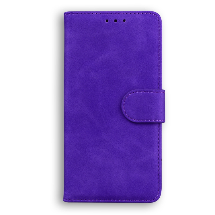 For iPhone 12 Skin Feel Pure Color Flip Leather Phone Case(Purple) For iPhone 12 Skin Feel Pure Color Flip Leather Phone Case(Purple)