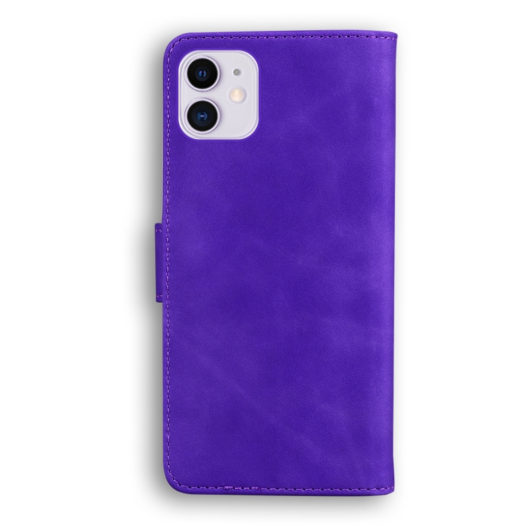 For iPhone 12 Skin Feel Pure Color Flip Leather Phone Case(Purple) For iPhone 12 Skin Feel Pure Color Flip Leather Phone Case(Purple)