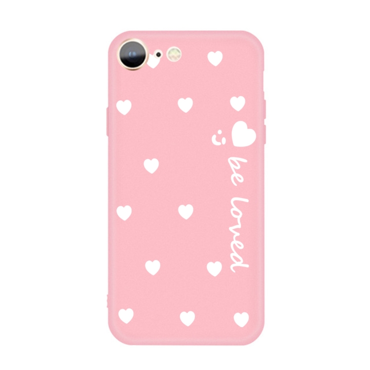 For iPhone SE 2022 / SE 2020 / 8 / 7 Smiling Face Multiple Love-hearts Pattern Colorful Frosted TPU Phone Protective Case(Pink) For iPhone SE 2022 / SE 2020 / 8 / 7 Smiling Face Multiple Love-hearts Pattern Colorful Frosted TPU Phone Protective Case(Pink)