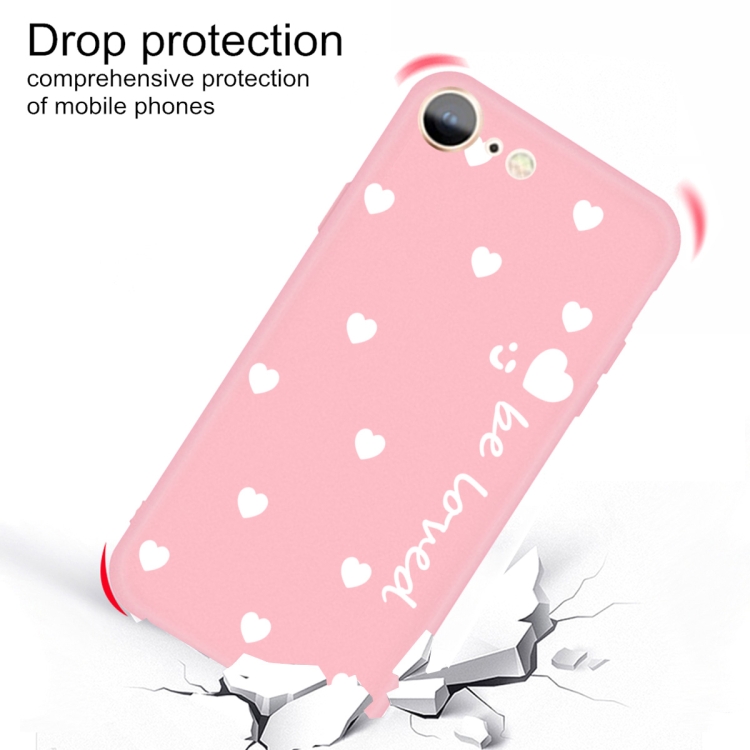 For iPhone SE 2022 / SE 2020 / 8 / 7 Smiling Face Multiple Love-hearts Pattern Colorful Frosted TPU Phone Protective Case(Pink) For iPhone SE 2022 / SE 2020 / 8 / 7 Smiling Face Multiple Love-hearts Pattern Colorful Frosted TPU Phone Protective Case(Pink)