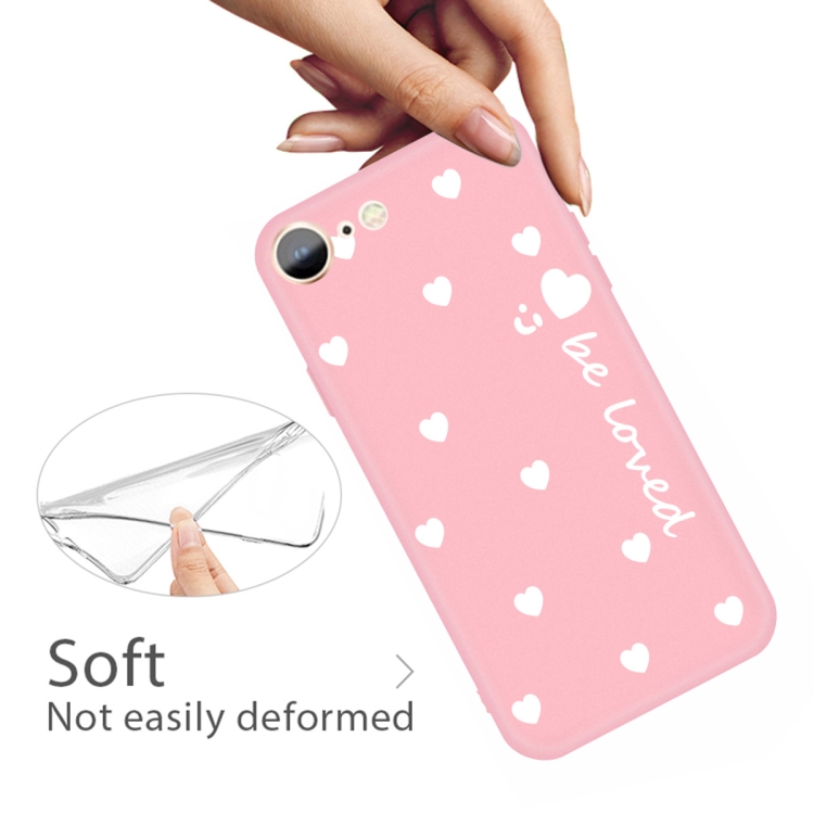 For iPhone SE 2022 / SE 2020 / 8 / 7 Smiling Face Multiple Love-hearts Pattern Colorful Frosted TPU Phone Protective Case(Pink) For iPhone SE 2022 / SE 2020 / 8 / 7 Smiling Face Multiple Love-hearts Pattern Colorful Frosted TPU Phone Protective Case(Pink)
