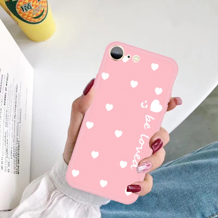 For iPhone SE 2022 / SE 2020 / 8 / 7 Smiling Face Multiple Love-hearts Pattern Colorful Frosted TPU Phone Protective Case(Pink) For iPhone SE 2022 / SE 2020 / 8 / 7 Smiling Face Multiple Love-hearts Pattern Colorful Frosted TPU Phone Protective Case(Pink)