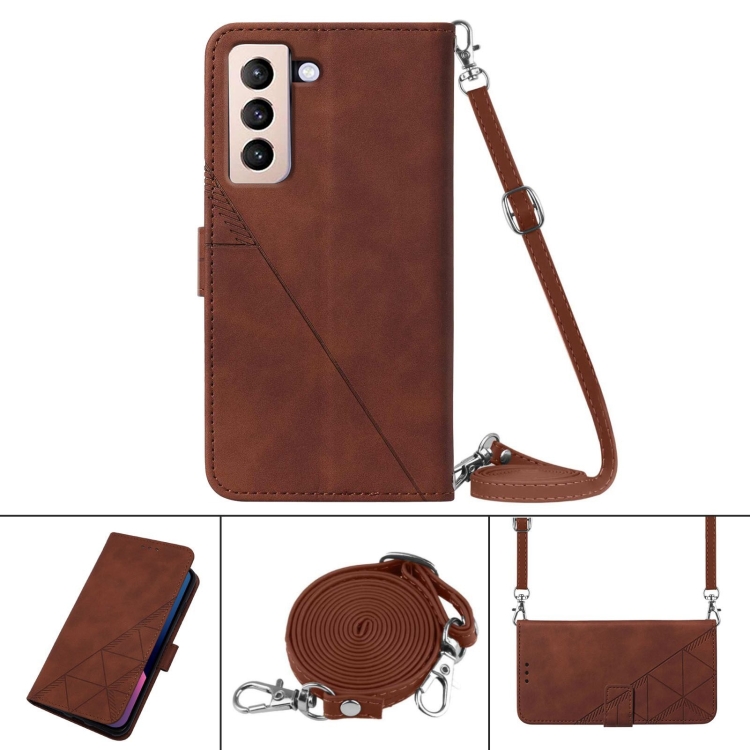 For Samsung Galaxy S21+ 5G Crossbody 3D Embossed Flip Leather Phone Case(Brown) For Samsung Galaxy S21+ 5G Crossbody 3D Embossed Flip Leather Phone Case(Brown)