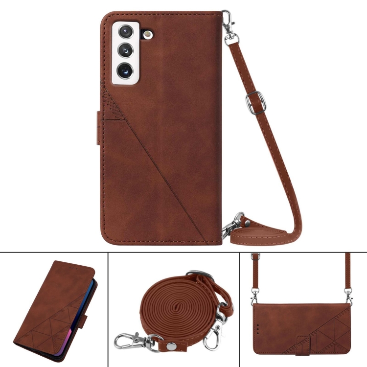 For Samsung Galaxy S22 5G Crossbody 3D Embossed Flip Leather Phone Case(Brown) For Samsung Galaxy S22 5G Crossbody 3D Embossed Flip Leather Phone Case(Brown)