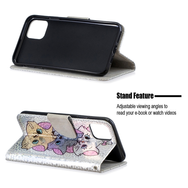 For iPhone 11 Pro Max Dazzle Laser Coloured Drawing Horizontal Flip Leather Case with Holder & Card Slots & Wallet & Lanyard(Three Cats) For iPhone 11 Pro Max Dazzle Laser Coloured Drawing Horizontal Flip Leather Case with Holder & Card Slots & Wallet & Lanyard(Three Cats)