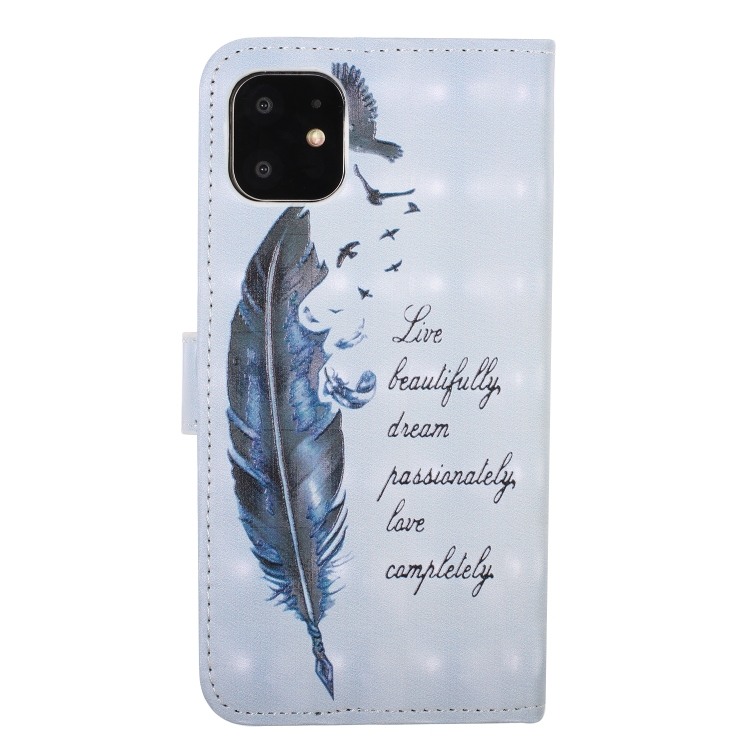 For iPhone 11 3D Coloured Drawing Horizontal Flip Leather Case, with Holder & Card Slots & Wallet(Feather) For iPhone 11 3D Coloured Drawing Horizontal Flip Leather Case, with Holder & Card Slots & Wallet(Feather)