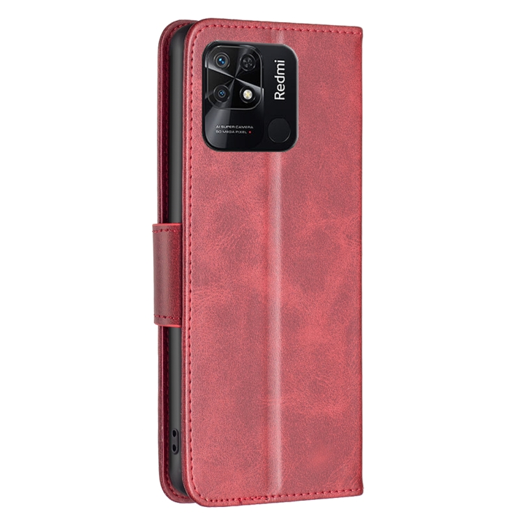 Para Xiaomi Redmi Note 13 4G Funda para teléfono de cuero con tapa de color  puro con textura de piel de cordero global (rojo)