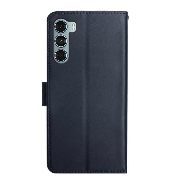 Para Motorola Moto G73 5G Funda de teléfono con tapa a prueba de huellas  dactilares de cuero genuino (Azul)