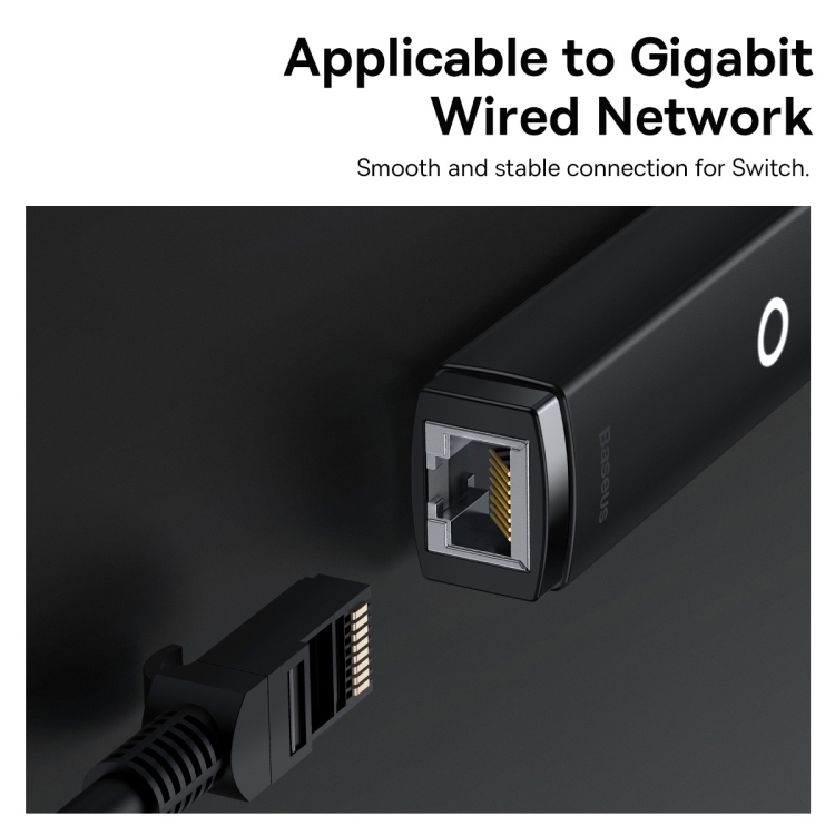 Baseus Lite Series Ethernet Adapter USB-C / Type-C to RJ45 LAN Port 1000Mbps(Black) - 3
