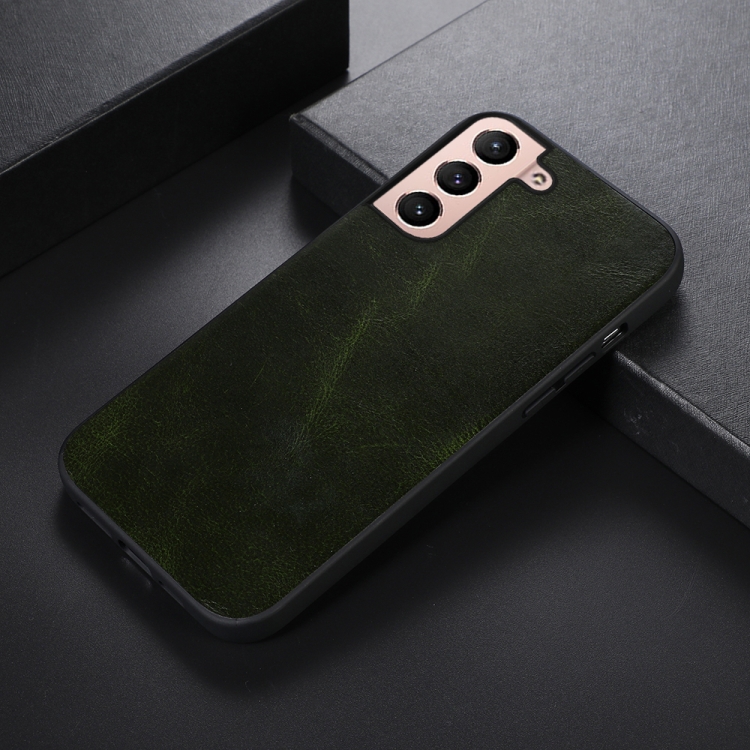For Samsung Galaxy S22+ 5G Genuine Leather Double Color Crazy Horse Phone Case(Green) For Samsung Galaxy S22+ 5G Genuine Leather Double Color Crazy Horse Phone Case(Green)