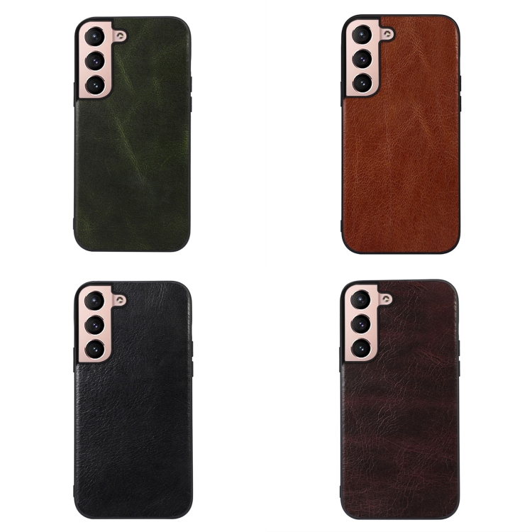 For Samsung Galaxy S22+ 5G Genuine Leather Double Color Crazy Horse Phone Case(Green) For Samsung Galaxy S22+ 5G Genuine Leather Double Color Crazy Horse Phone Case(Green)