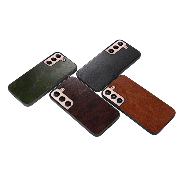 For Samsung Galaxy S22+ 5G Genuine Leather Double Color Crazy Horse Phone Case(Green) For Samsung Galaxy S22+ 5G Genuine Leather Double Color Crazy Horse Phone Case(Green)