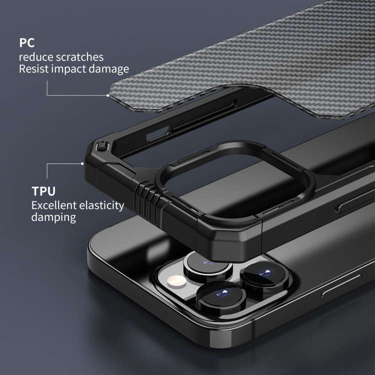 For iPhone 13 mini Carbon Fiber Texture PC + TPU Shockproof Phone Case / 12 mini(Black) For iPhone 13 mini Carbon Fiber Texture PC + TPU Shockproof Phone Case / 12 mini(Black)