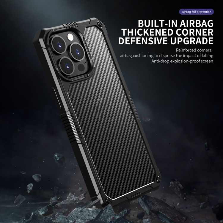 For iPhone 13 mini Carbon Fiber Texture PC + TPU Shockproof Phone Case / 12 mini(Black) For iPhone 13 mini Carbon Fiber Texture PC + TPU Shockproof Phone Case / 12 mini(Black)