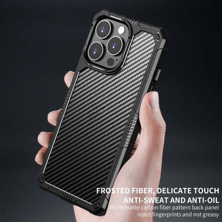 For iPhone 13 mini Carbon Fiber Texture PC + TPU Shockproof Phone Case / 12 mini(Black) For iPhone 13 mini Carbon Fiber Texture PC + TPU Shockproof Phone Case / 12 mini(Black)