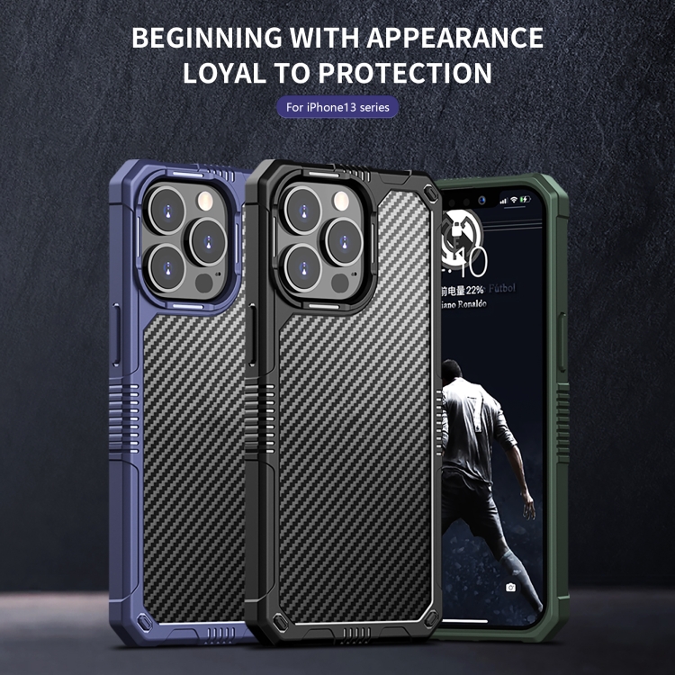 For iPhone 13 mini Carbon Fiber Texture PC + TPU Shockproof Phone Case / 12 mini(Black) For iPhone 13 mini Carbon Fiber Texture PC + TPU Shockproof Phone Case / 12 mini(Black)