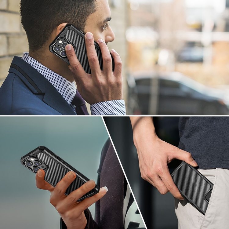 For iPhone 13 mini Carbon Fiber Texture PC + TPU Shockproof Phone Case / 12 mini(Black) For iPhone 13 mini Carbon Fiber Texture PC + TPU Shockproof Phone Case / 12 mini(Black)