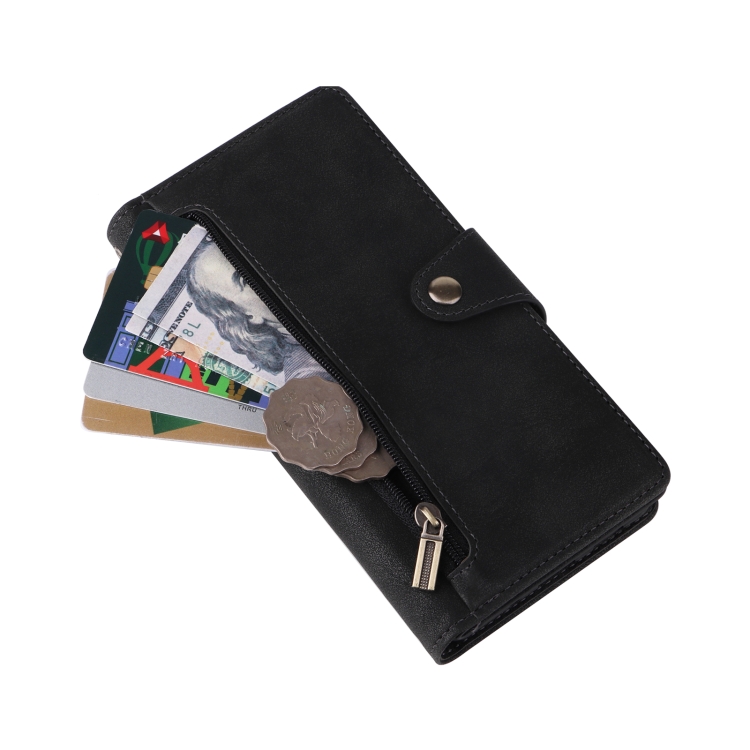 For Samsung Galaxy S20 FE 5G Rivet Buckle 9 Cards Three Fold Leather Phone Case(Black)