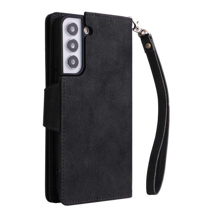 For Samsung Galaxy S22+ Rivet Buckle 9 Cards Three Fold Leather Phone Case(Black) For Samsung Galaxy S22+ Rivet Buckle 9 Cards Three Fold Leather Phone Case(Black)