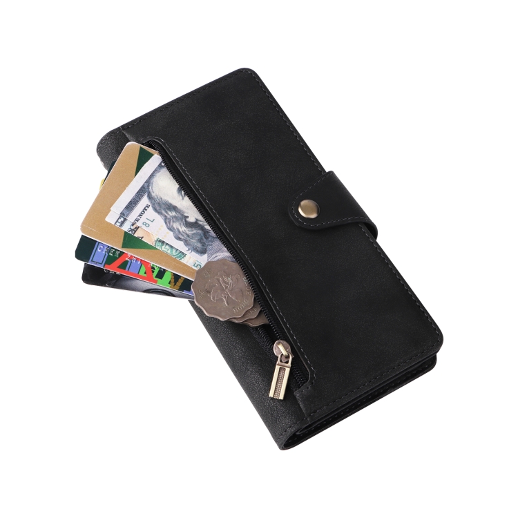 For Samsung Galaxy S22+ Rivet Buckle 9 Cards Three Fold Leather Phone Case(Black) For Samsung Galaxy S22+ Rivet Buckle 9 Cards Three Fold Leather Phone Case(Black)