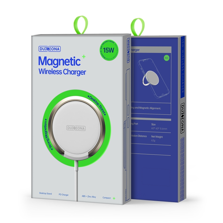 DUZZONA W1 15W Magnetic Wireless Charger with Ring Holder, Cable Length: 1.2m(White) DUZZONA W1 15W Magnetic Wireless Charger with Ring Holder, Cable Length: 1.2m(White)