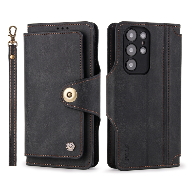 For Samsung Galaxy S22 5G POLA 9 Card-slot Oil Side Leather Phone Case(Black) For Samsung Galaxy S22 5G POLA 9 Card-slot Oil Side Leather Phone Case(Black)