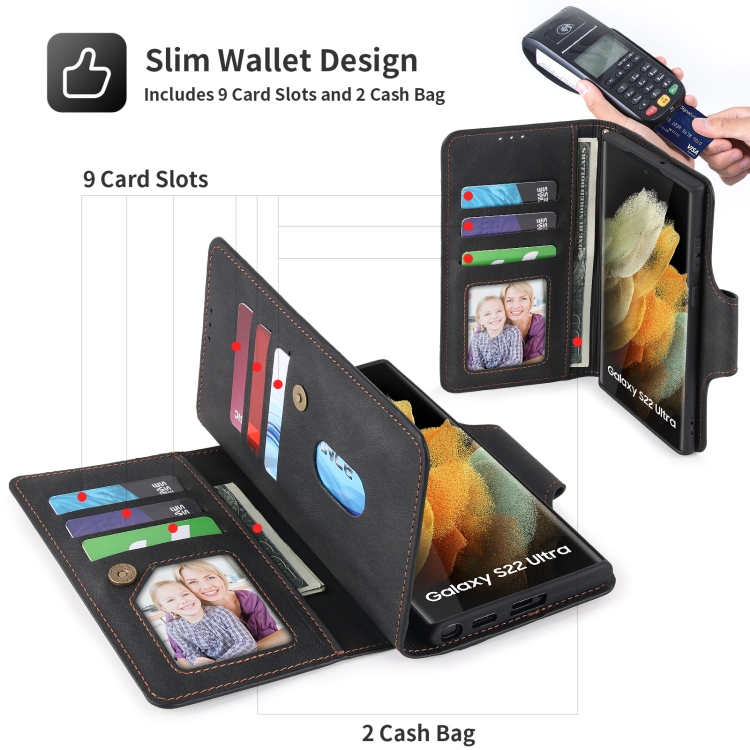 For Samsung Galaxy S22 5G POLA 9 Card-slot Oil Side Leather Phone Case(Black) For Samsung Galaxy S22 5G POLA 9 Card-slot Oil Side Leather Phone Case(Black)