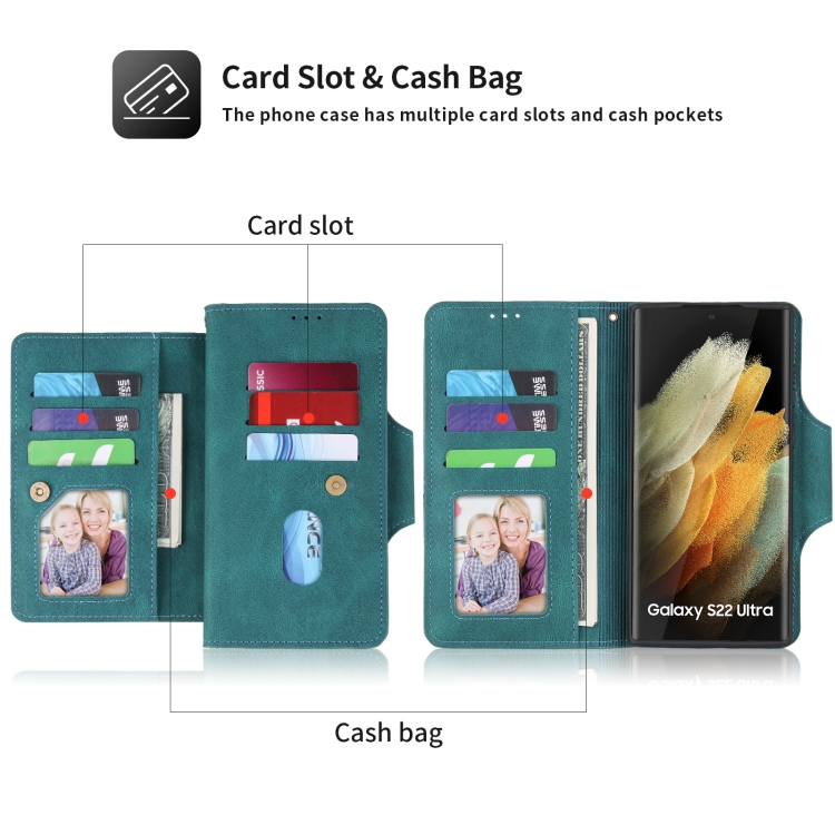 For Samsung Galaxy S22+ 5G POLA 9 Card-slot Oil Side Leather Phone Case(Dark Green) For Samsung Galaxy S22+ 5G POLA 9 Card-slot Oil Side Leather Phone Case(Dark Green)