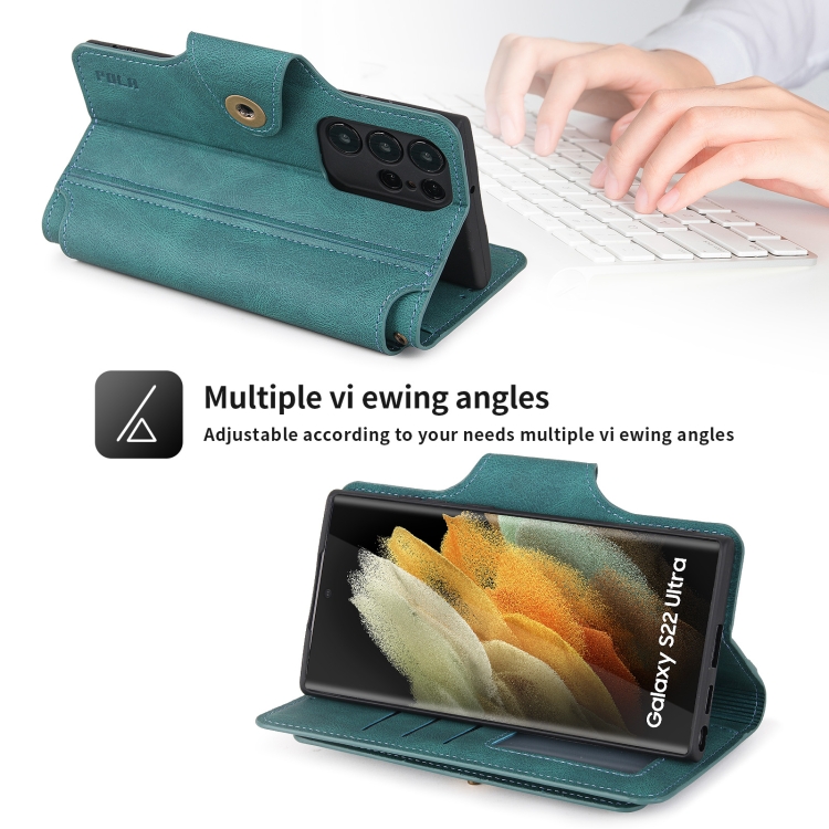 For Samsung Galaxy S22+ 5G POLA 9 Card-slot Oil Side Leather Phone Case(Dark Green) For Samsung Galaxy S22+ 5G POLA 9 Card-slot Oil Side Leather Phone Case(Dark Green)