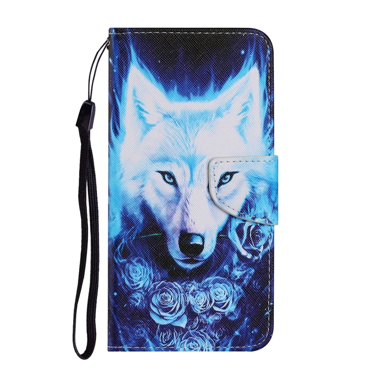 For Samsung Galaxy S22 5G Coloured Drawing Pattern Leather Phone Case(Rose Wolf) For Samsung Galaxy S22 5G Coloured Drawing Pattern Leather Phone Case(Rose Wolf)