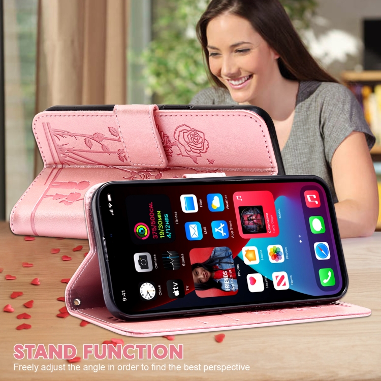 For iPhone SE 2022 / SE 2020 / 8 / 7 Embossing Rose Couple Leather Phone Case(Pink) For iPhone SE 2022 / SE 2020 / 8 / 7 Embossing Rose Couple Leather Phone Case(Pink)