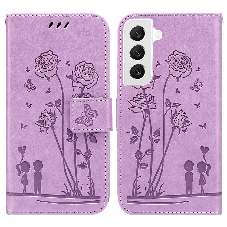For Samsung Galaxy S22 5G Embossing Rose Couple Leather Phone Case(Purple) For Samsung Galaxy S22 5G Embossing Rose Couple Leather Phone Case(Purple)
