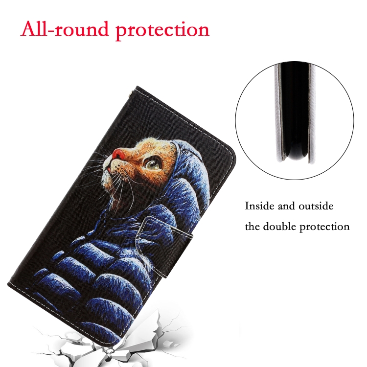 For Xiaomi Mi 11T 3D Colored Drawing Leather Phone Case(Down Jacket Cat)