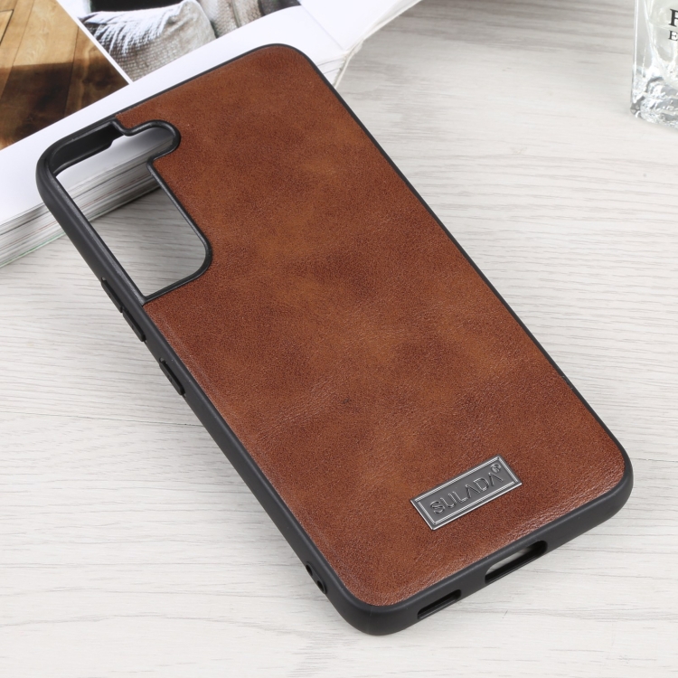 For Samsung Galaxy S22+ 5G SULADA Shockproof TPU + Handmade Leather Phone Case(Brown) For Samsung Galaxy S22+ 5G SULADA Shockproof TPU + Handmade Leather Phone Case(Brown)