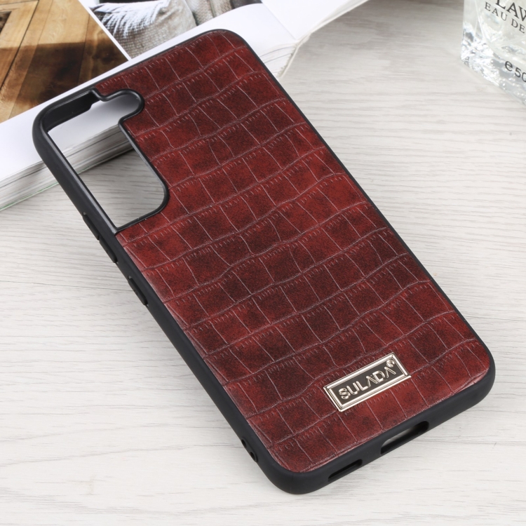 For Samsung Galaxy S22 5G SULADA Shockproof TPU + Handmade Leather Phone Case(Brown) For Samsung Galaxy S22 5G SULADA Shockproof TPU + Handmade Leather Phone Case(Brown)