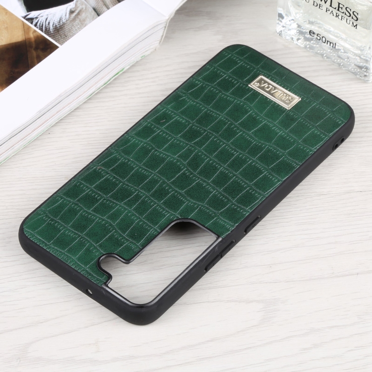 For Samsung Galaxy S22+ 5G SULADA Shockproof TPU + Handmade Leather Phone Case(Green) For Samsung Galaxy S22+ 5G SULADA Shockproof TPU + Handmade Leather Phone Case(Green)