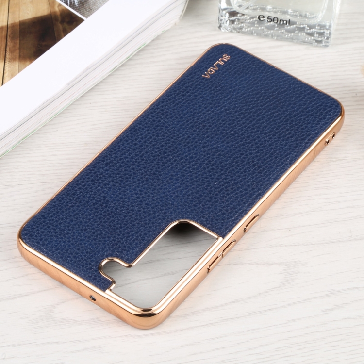 For Samsung Galaxy S22 5G SULADA Shockproof TPU + Handmade Leather Phone Case(Blue) For Samsung Galaxy S22 5G SULADA Shockproof TPU + Handmade Leather Phone Case(Blue)