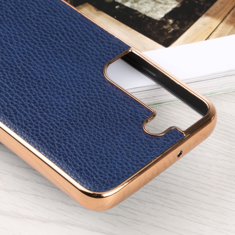 For Samsung Galaxy S22 5G SULADA Shockproof TPU + Handmade Leather Phone Case(Blue) For Samsung Galaxy S22 5G SULADA Shockproof TPU + Handmade Leather Phone Case(Blue)