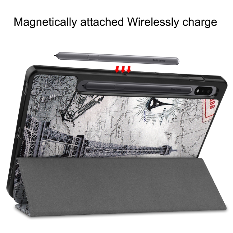 Para Samsung Galaxy Tab S8 Tresportador de tres plegables TPU TPU TPU Smart Leather Tablet Case (Torre retro) - 5