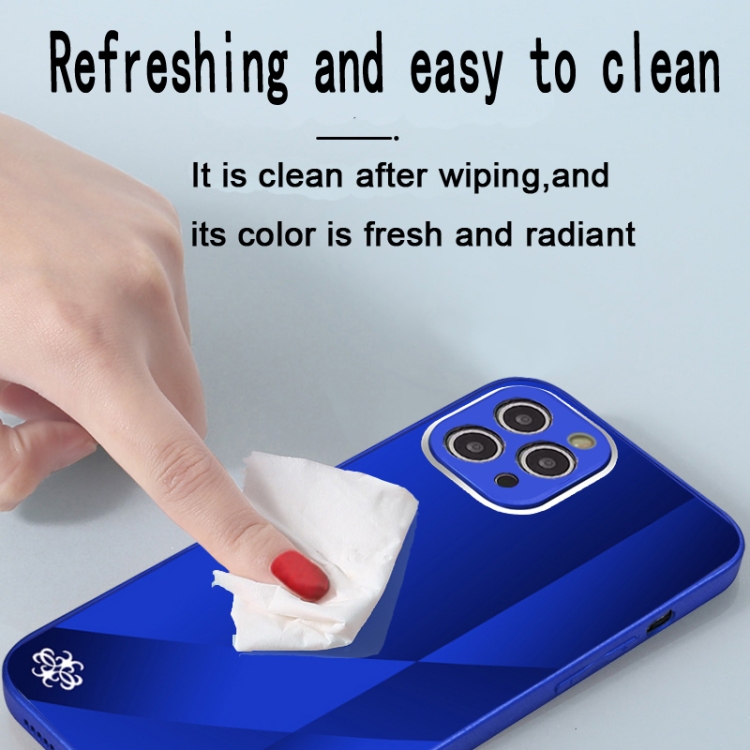 For iPhone 11 Pro Max X10A Texture TPU + Tempered Glass Phone Case (Blue)