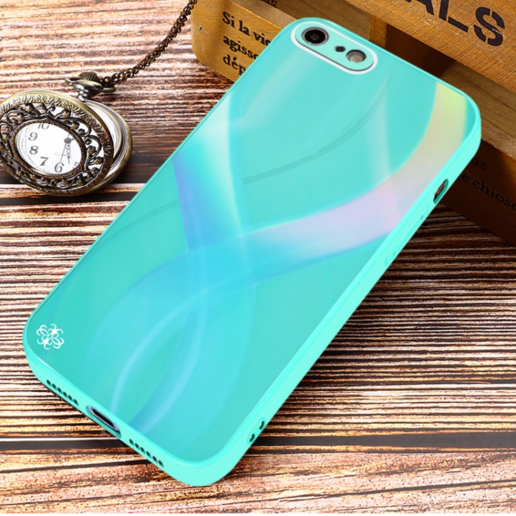 For iPhone SE 2022 / SE 2020 / 8 / 7 Cross S Texture TPU + Tempered Glass Phone Case(Cyan-blue) For iPhone SE 2022 / SE 2020 / 8 / 7 Cross S Texture TPU + Tempered Glass Phone Case(Cyan-blue)