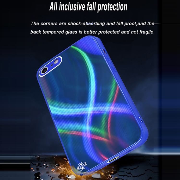 For iPhone SE 2022 / SE 2020 / 8 / 7 Cross S Texture TPU + Tempered Glass Phone Case(Cyan-blue) For iPhone SE 2022 / SE 2020 / 8 / 7 Cross S Texture TPU + Tempered Glass Phone Case(Cyan-blue)