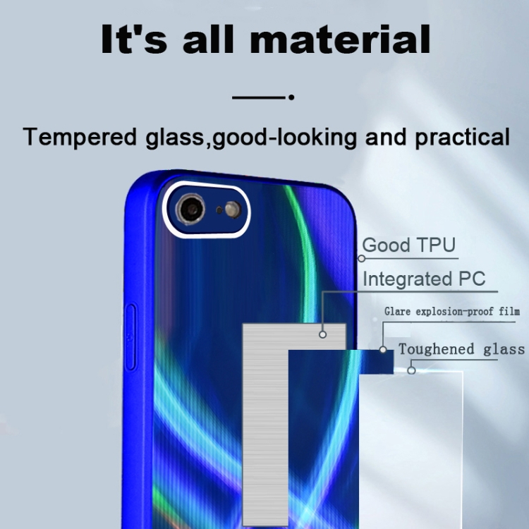 For iPhone SE 2022 / SE 2020 / 8 / 7 Cross S Texture TPU + Tempered Glass Phone Case(Cyan-blue) For iPhone SE 2022 / SE 2020 / 8 / 7 Cross S Texture TPU + Tempered Glass Phone Case(Cyan-blue)