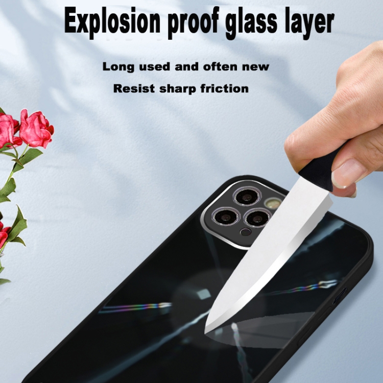 For iPhone 11 Pro Max Convex Lens Texture TPU + Tempered Glass Phone Case (Black) For iPhone 11 Pro Max Convex Lens Texture TPU + Tempered Glass Phone Case (Black)
