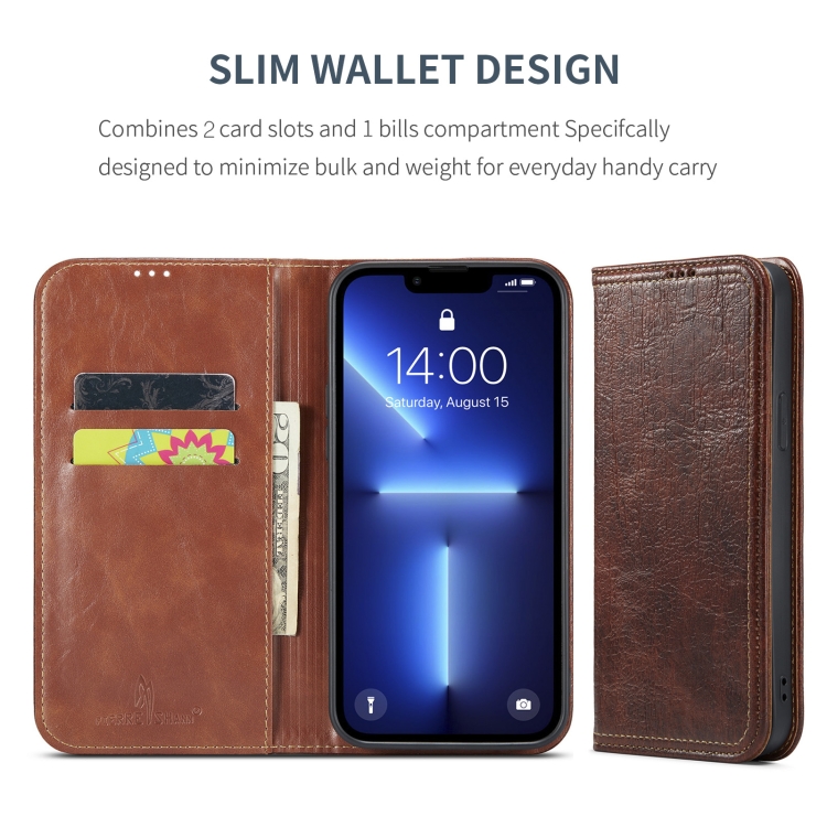 For iPhone 13 Pro Vintage Bark Texture Wallet Leather Phone Case (Brown)